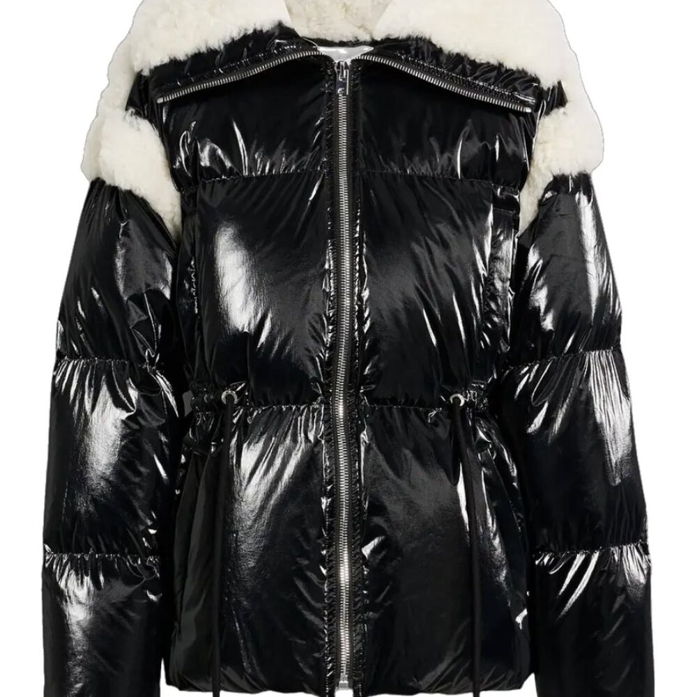 IRO Quilted Shell Jacket with Teddy Fleece Trim